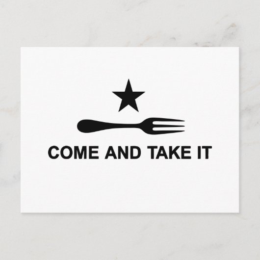 Kom en neem het vork briefkaart (Voorkant)