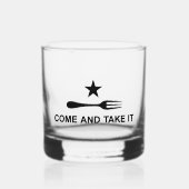 Kom en neem het vork whisky glas (Voorkant)