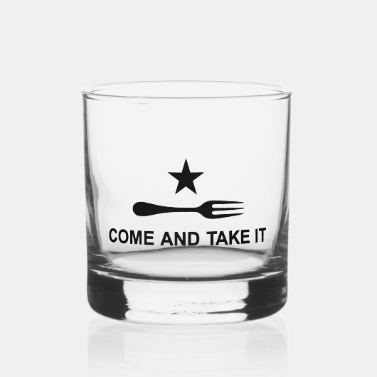 Kom en neem het vork whisky glas (Voorkant)