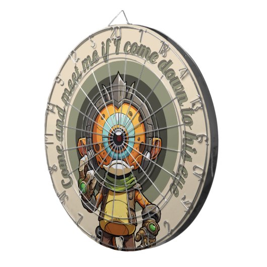 Kom en ontmoet me als ik naar zijn oog kom dartbord (Voorkant Rechts)