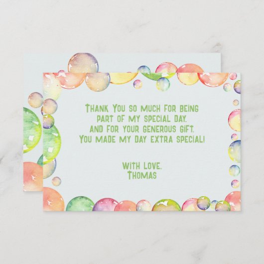 Kom er even bij! Zeepbellen verjaardags kind Bedankkaart (Voorkant / Achterkant)