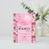 Kom Feest Met Mij roze verjaardagsuitnodiging Briefkaart (Staand voorkant)