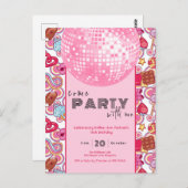 Kom Feest Met Mij roze verjaardagsuitnodiging Briefkaart (Voorkant / Achterkant)