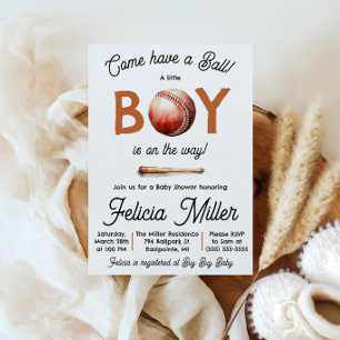 Kom feest vieren! Baby Boy Honkbal Baby Shower Kaart