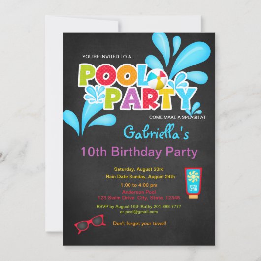 Kom feest vieren in het zwembad Verjaardagsfeest Kaart (Voorkant)