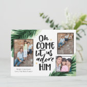 Kom hem aanbidden | Kerstfotokaart Feestdagenkaart (Staand voorkant)