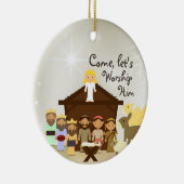 Kom hem aanbidden, persoonlijk gepersonaliseerd keramisch ornament (Rechts)