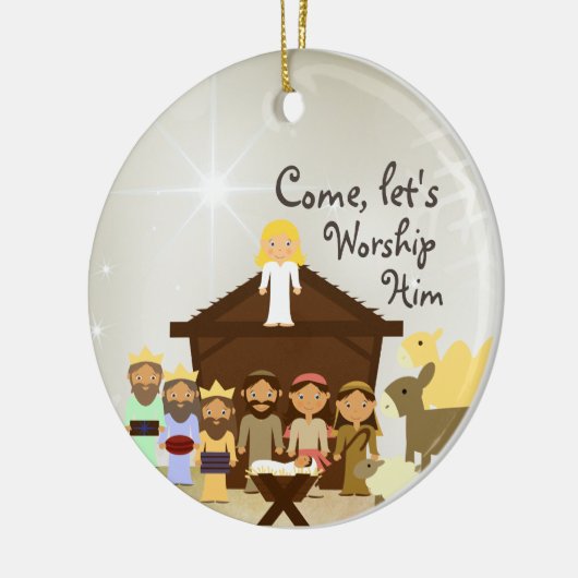 Kom hem aanbidden, persoonlijk gepersonaliseerd keramisch ornament (Links)