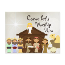 Kom het kerstBriefkaart van de geboorte van Him Na