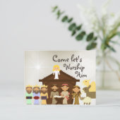 Kom het kerstBriefkaart van de geboorte van Him Na Feestdagenkaart (Staand voorkant)