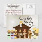 Kom het kerstBriefkaart van de geboorte van Him Na Feestdagenkaart (Voorkant / Achterkant)