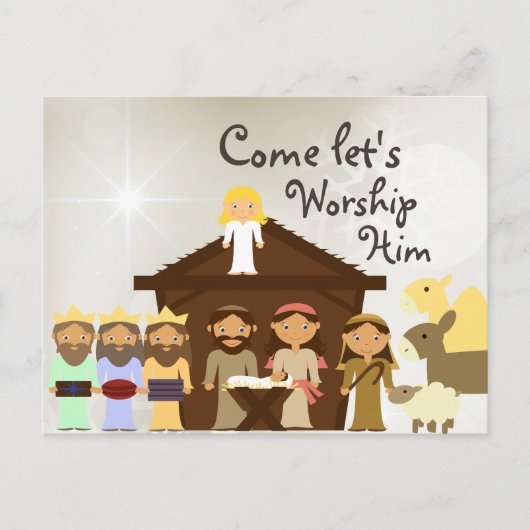 Kom het kerstBriefkaart van de geboorte van Him Na Feestdagenkaart (Voorkant)