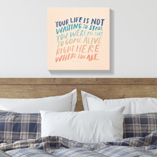 Kom hier wonen - Inspirerend prijszetkunst Canvas Afdruk (Insitu (Slaapkamer))