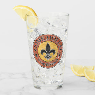 Kom Holla! Fleur-de-lis Circle Logo Glas