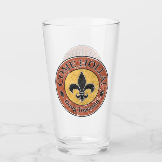 Kom Holla! Fleur-de-lis Circle Logo Glas (Voorkant)