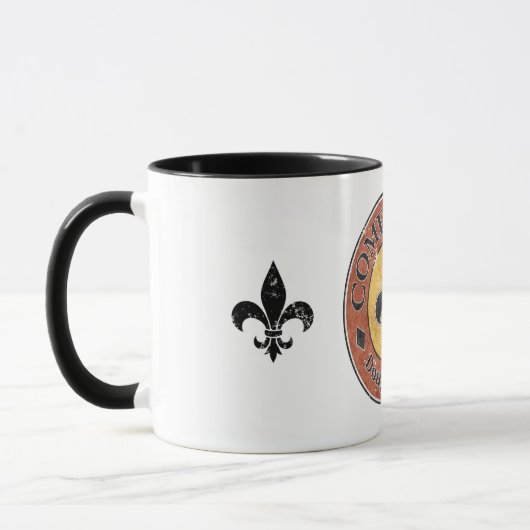 Kom Holla! Fleur-de-lis Circle Logo Mok (Links)