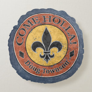Kom Holla! Fleur-de-lis Circle Logo Rond Kussen