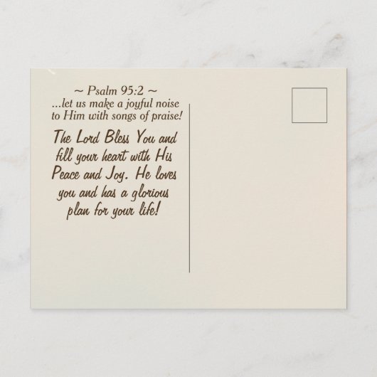 Kom in zijn aanwezigheid met Thanksgiving, Bijbel Briefkaart (Achterkant)