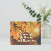 Kom in zijn aanwezigheid met Thanksgiving, Bijbel Briefkaart (Staand voorkant)