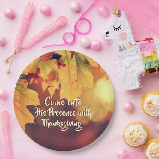 Kom in Zijn tegenwoordigheid met Thanksgiving Psal Papieren Bordje (Feest)