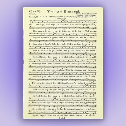 "Kom, kom, Emmanuel" Magnetische Kaart