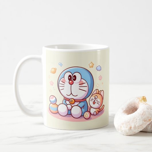 Kom Kom Kat En Doraemon Koffiemok (Met donut)