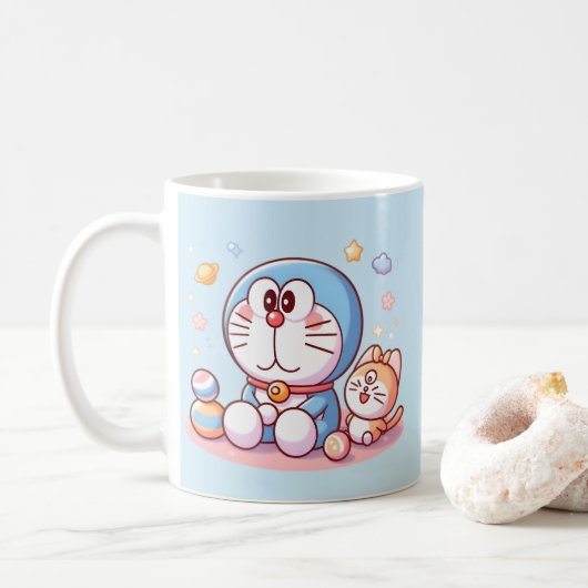 Kom Kom Kat En Doraemon Koffiemok (Met donut)