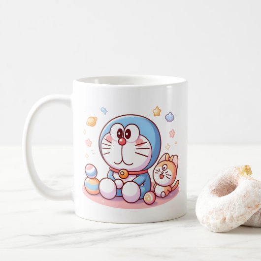 Kom Kom Kat En Doraemon Koffiemok (Met donut)