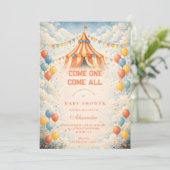 Kom Kom Kom Circus Baby Shower Kaart (Staand voorkant)
