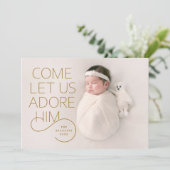 Kom laat ons Hem aanbidden Bloed Kerstfoto Kaart (Staand voorkant)