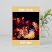 Kom, laat ons Hem aanbidden Kerstkaart met folie Folie Feestdagenkaart (Staand Voorkant)