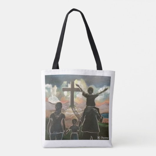 "Kom, laat ons Hem prijzen!" Tote bag (Achterkant)