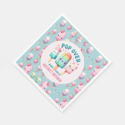 Kom langs en chill ijslolly feestje decor verjaard servet (Hoek)