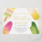 Kom langs en chill | Popsicle Kids Verjaardagsfees Folie Uitnodiging (Voorkant)