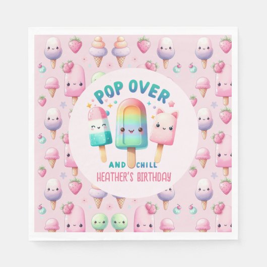 Kom langs en koel Ijslolly Feest Decoratie Verjaar Servet (Voorkant)