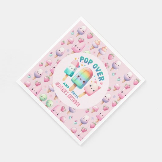 Kom langs en koel Ijslolly Feest Decoratie Verjaar Servet (Hoek)