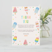 Kom langs en vier verjaardag met ijs Kinderen Bedankkaart (Staand voorkant)