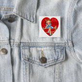 Kom langs en wees mijn Valentijn! Vierkante Button 5,1 Cm (In situ)