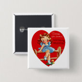 Kom langs en wees mijn Valentijn! Vierkante Button 5,1 Cm (Voorkant /achterkant)