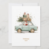Kom langs, uitbundige Kerstman auto Kerstfeest Kaart (Achterkant)