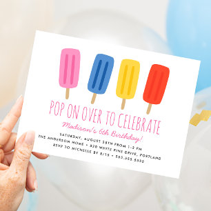 Kom langs zomer Popsicle Kids verjaardagsfeestje Kaart