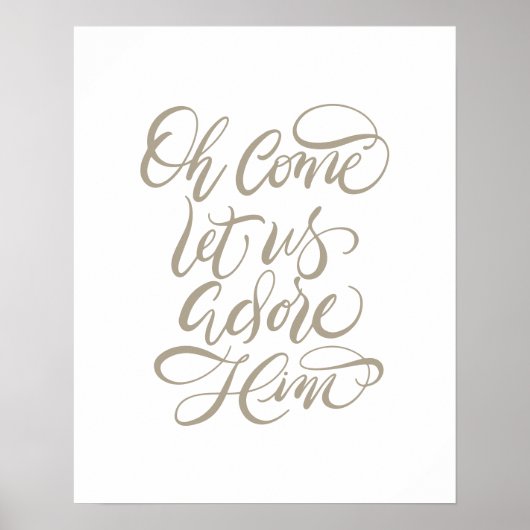 Kom laten we aanbidden hem borstel kalligrafie Pos Poster (Voorkant)