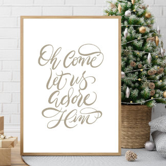 Kom laten we aanbidden hem borstel kalligrafie Pos Poster