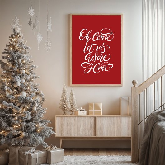 Kom, laten we hem aanbidden, kalligrafie poetsen poster