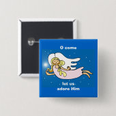 Kom, laten we Hem aanbidden Vierkante Button 5,1 Cm (Voorkant /achterkant)