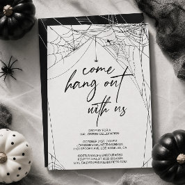 Kom Lekker Hang Out Spiderweb Zwart en Wit Hallowe Kaart