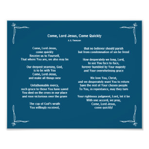 Kom Lord Jesus Poem Foto Afdruk