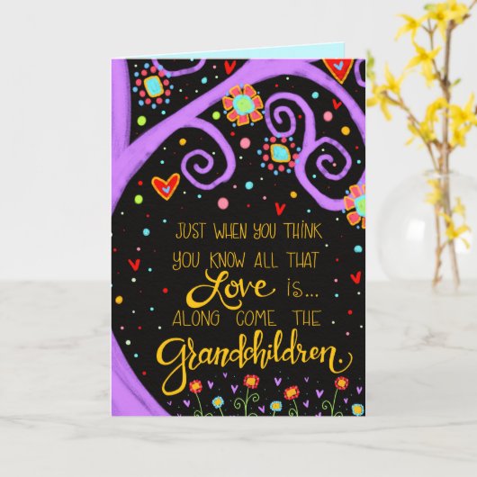 "Kom maar de kleinkinderen" Kaart (Gele Bloem)