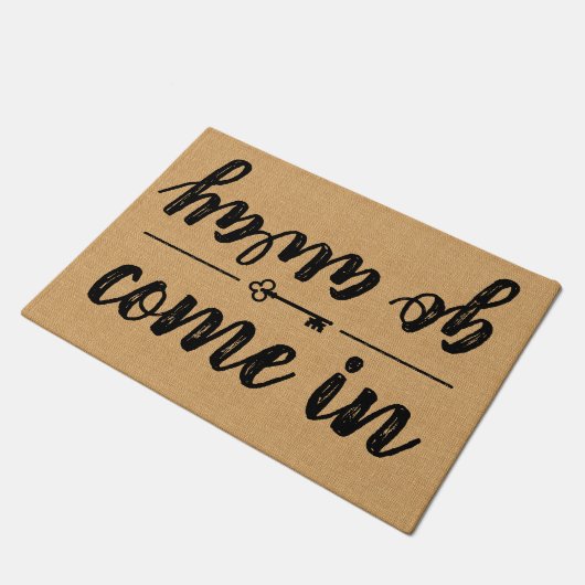 Kom maar langs Rustic Burlap Modern Farmhouse Key Deurmat (Schuin)