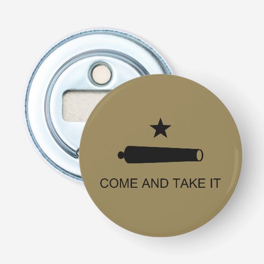 Kom mee! De veldslag van de staat Texas Button Flesopener (Voorkant)